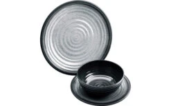 Ensemble De Vaisselle En Mélamine Granite Flamefield 12-pcs Gris