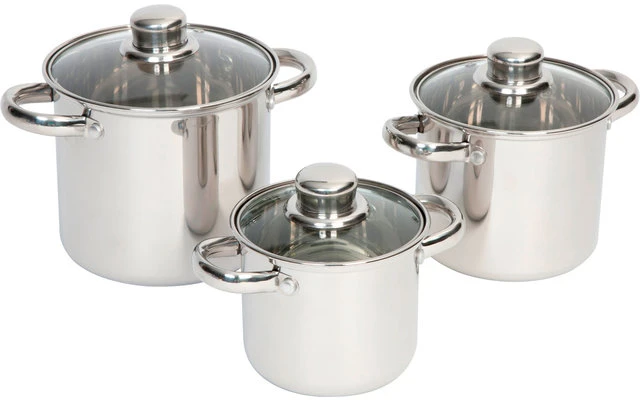 Bo-Camp Royal Plus Set De Casseroles En Acier Inoxydable 3 Pcs. 3 Bo-Camp Royal Plus Set De Casseroles En Acier Inoxydable 3 Pcs.