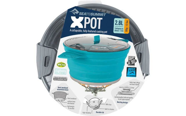 Sea To Summit Seat To Summit X-Pot 2.8 Pot Pliable 2,8 Litres Turquoise 7 Sea To Summit Seat To Summit X-Pot 2.8 Pot Pliable 2,8 Litres Turquoise – Image 5