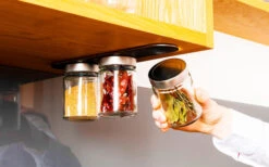 Silwy Classy Verres Magnétiques D'épicerie Fine, Set De 3 Avec Barre Métallique Magnétique 25 Cm