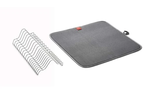 Metaltex Dry-Tex égouttoir 2 En 1 Avec Tapis Microfibre Noir – Image 2