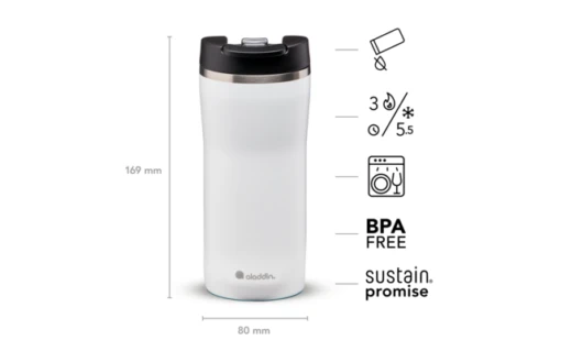 Aladdin Barista Mocca Gobelet Isolé En Acier Inoxydable 0,35 Litre Blanc Neige – Image 7